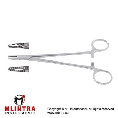 Metzenbaum Needle Holder One Grooved and Fenestrated Jaws Stainless Steel, 18.5 cm - 7 1/4"